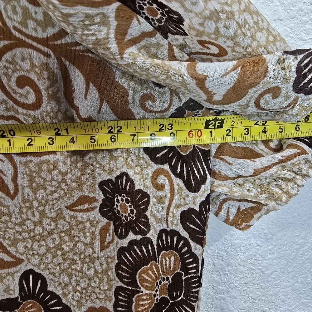 Loft Floral Print Puff  Womens Sleeve Henley Blouse Size XL.